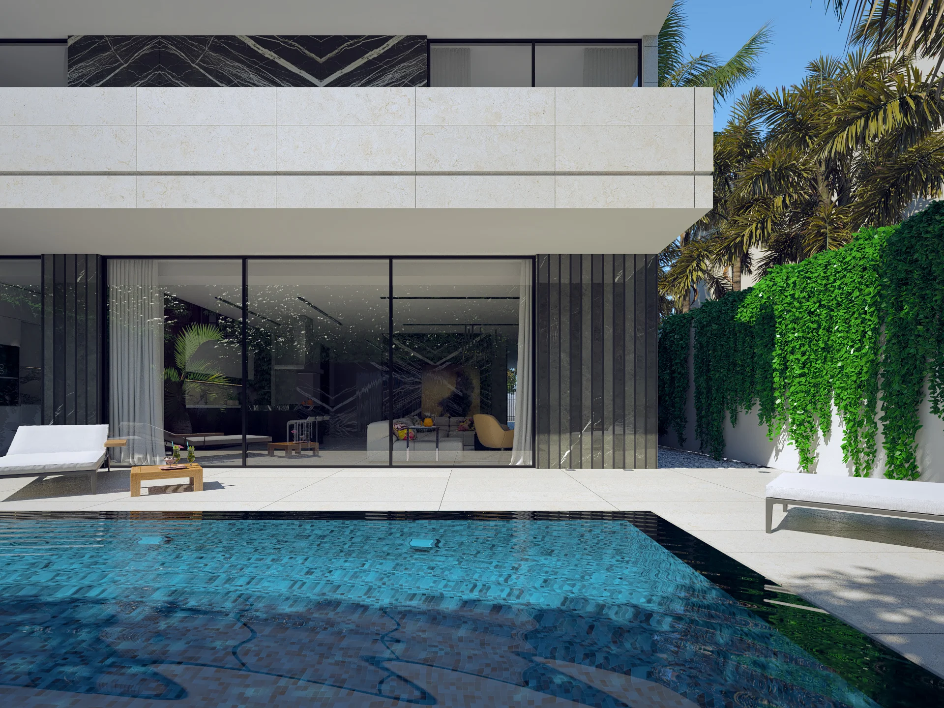Contemporary duplex house design in Saudi Arabia Back pool Day
